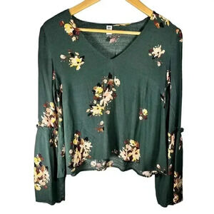 BP. Green Floral Flare‎ Sleeve XS